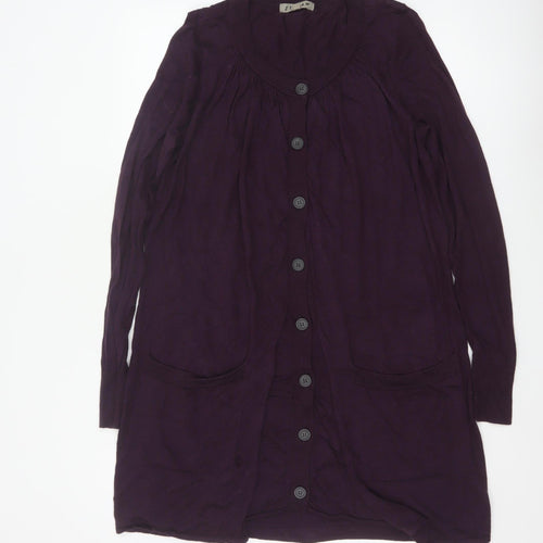 Jigsaw Women’s Purple Wool Blend Longline Button Cardigan Size M