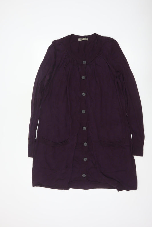 Jigsaw Women’s Purple Wool Blend Longline Button Cardigan Size M