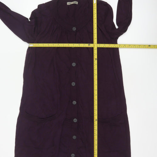Jigsaw Women’s Purple Wool Blend Longline Button Cardigan Size M