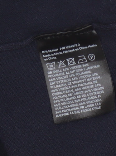 H&M Unisex Blue M Regular Fit 1/4 Zip High Neck Viscose Jumper