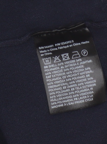 H&M Unisex Blue M Regular Fit 1/4 Zip High Neck Viscose Jumper