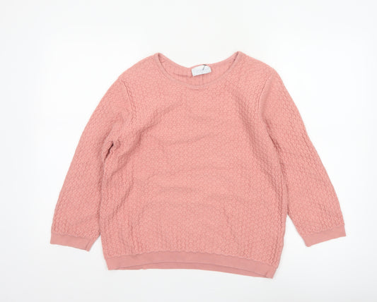 Cotswold Collections Women Pink M Cotton Textured Knit Jumper