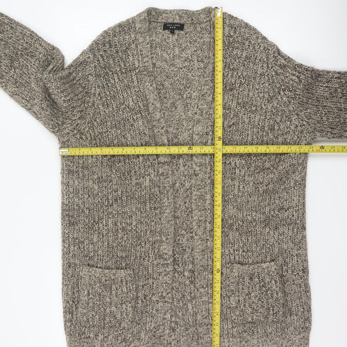New Look Men Beige Size L Open Chunky Knit Cardigan Pockets