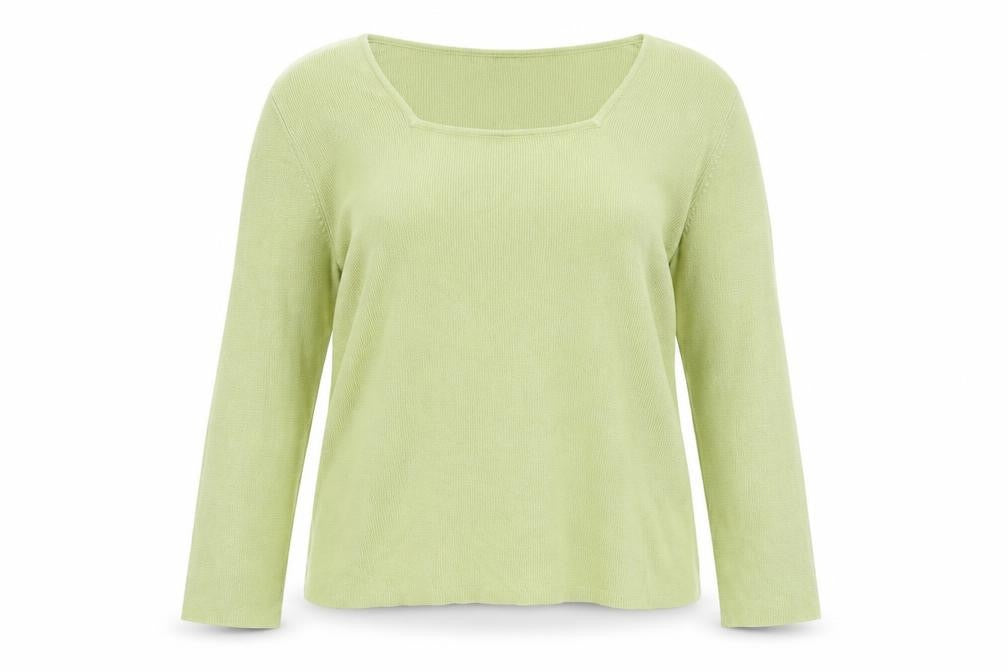 Fairweather Women Green M Square Neck Knit Pullover Jumper Cotton Rayon