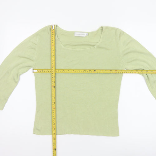 Fairweather Women Green M Square Neck Knit Pullover Jumper Cotton Rayon