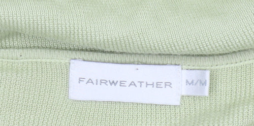 Fairweather Women Green M Square Neck Knit Pullover Jumper Cotton Rayon