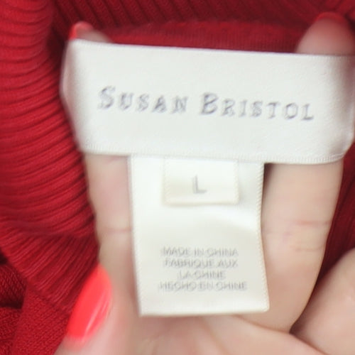 Susan Bristol Women’s Red Silk Roll Neck Pullover Jumper L