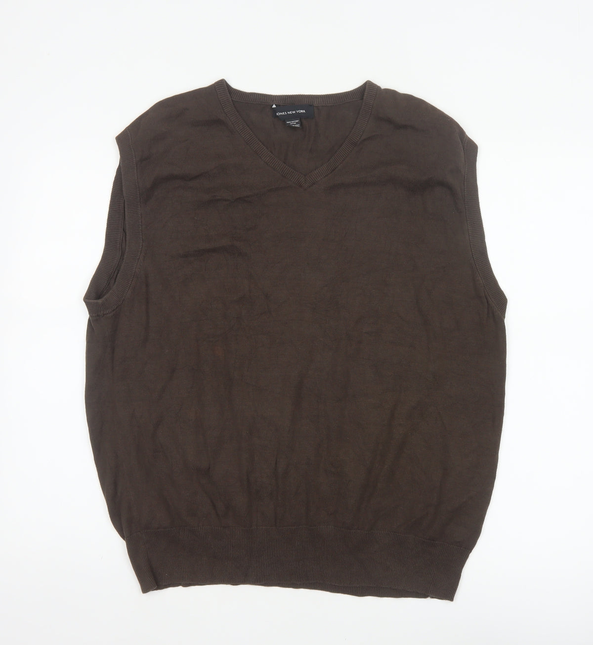Jones New York Men’s Brown XL Cotton V-Neck Fine Knit Vest