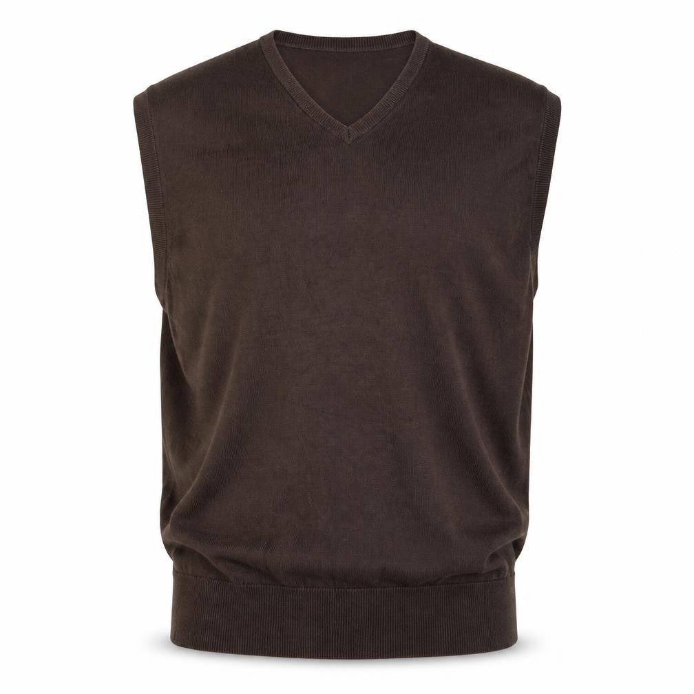 Jones New York Men’s Brown XL Cotton V-Neck Fine Knit Vest