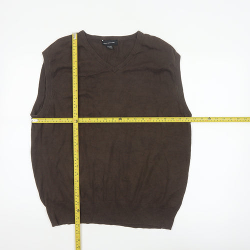 Jones New York Men’s Brown XL Cotton V-Neck Fine Knit Vest