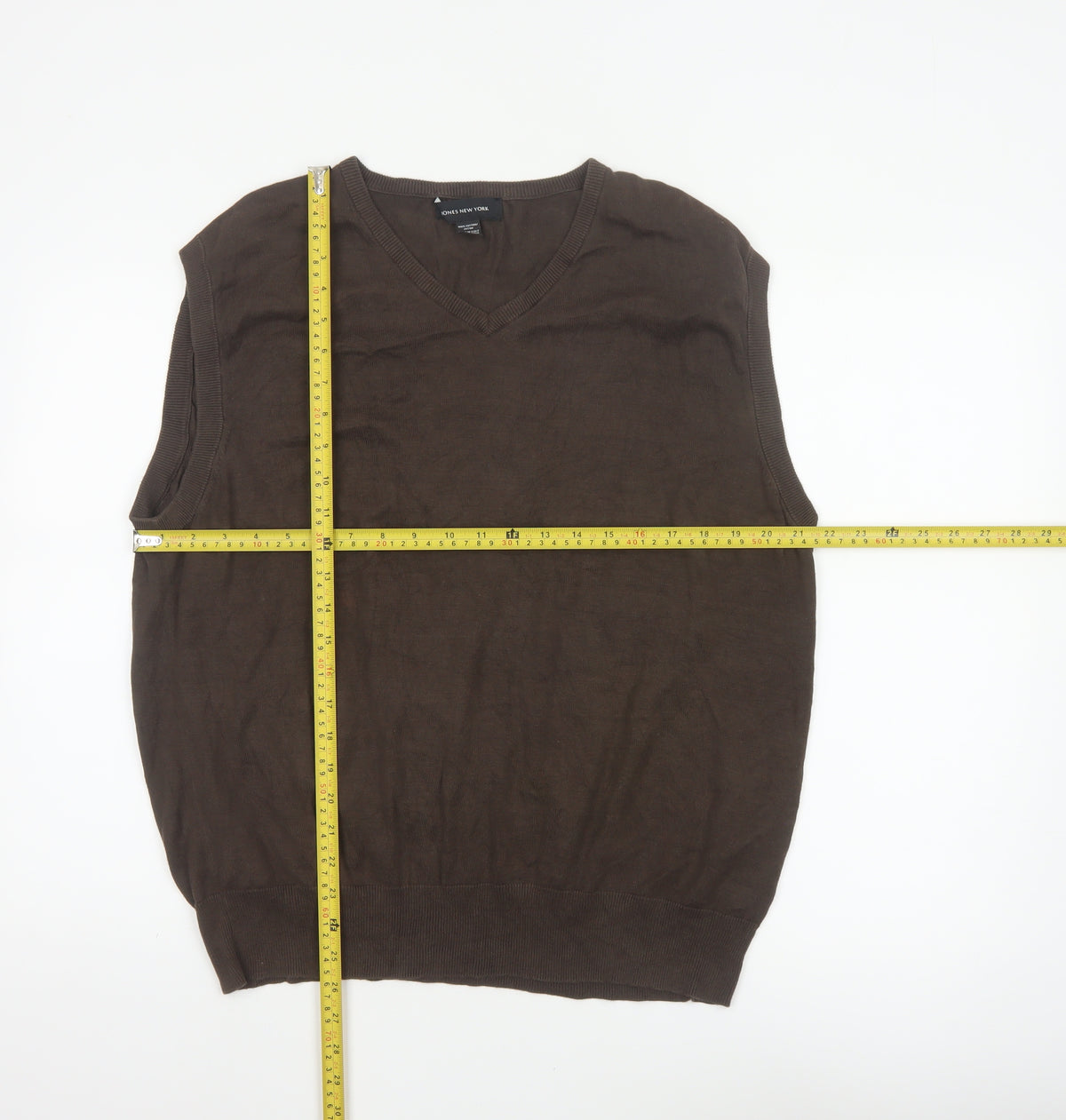 Jones New York Men’s Brown XL Cotton V-Neck Fine Knit Vest