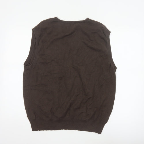 Jones New York Men’s Brown XL Cotton V-Neck Fine Knit Vest