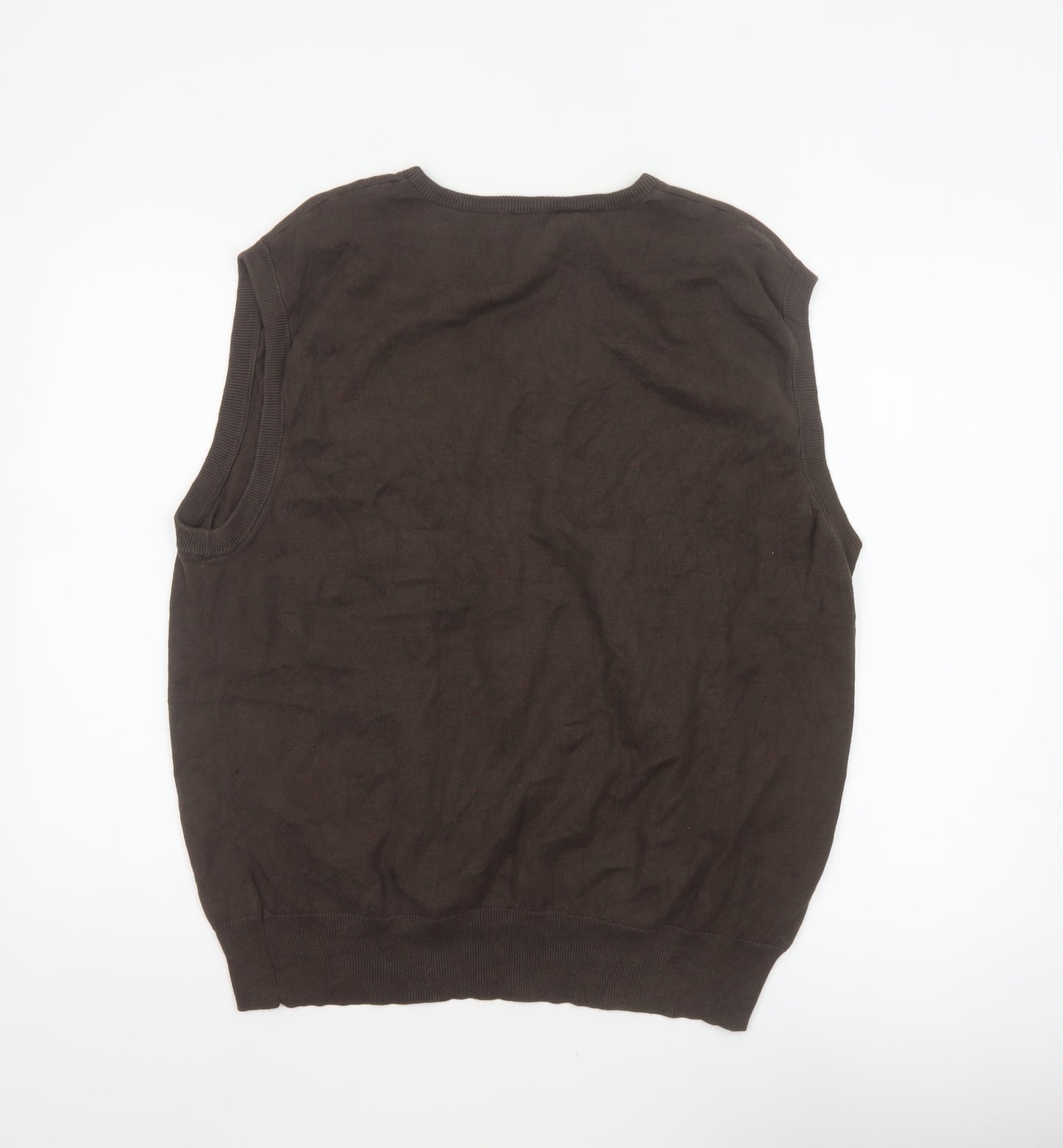 Jones New York Men’s Brown XL Cotton V-Neck Fine Knit Vest