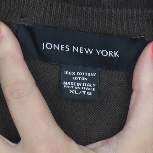 Jones New York Men’s Brown XL Cotton V-Neck Fine Knit Vest