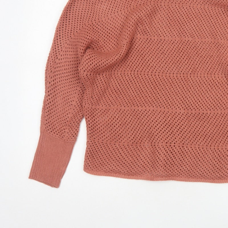Additional view of Sweet & Sinful Women’s Pink L Open-Knit Dolman Sleeve jumper