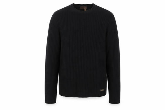 Gas Men’s Black XL Rib Knit Cotton Wool Crew Neck Pullover Jumper