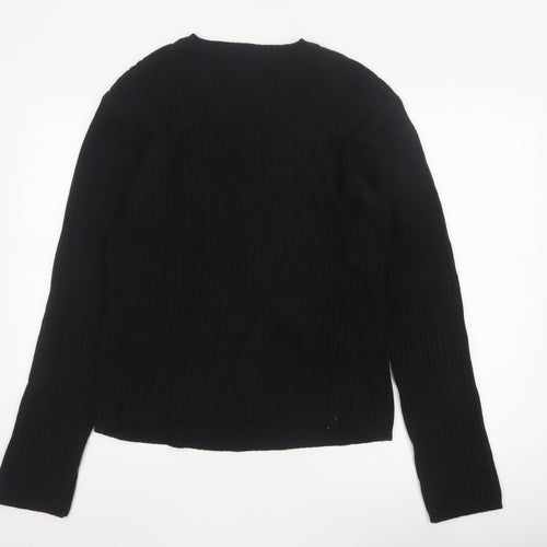 Gas Men’s Black XL Rib Knit Cotton Wool Crew Neck Pullover Jumper
