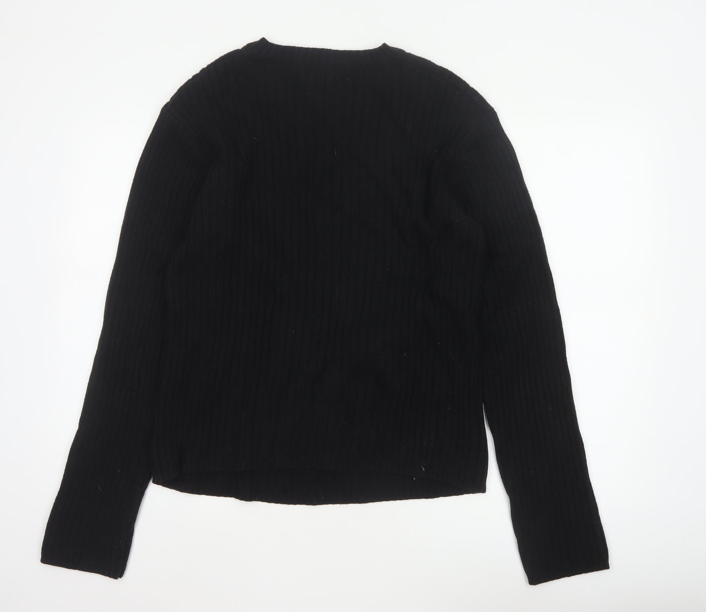 Gas Men’s Black XL Rib Knit Cotton Wool Crew Neck Pullover Jumper