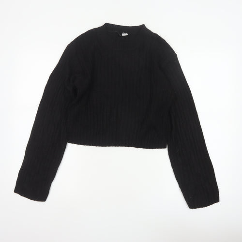 H&M Divided Women’s Black XS Ribbed Knit Cropped Pullover Jumper