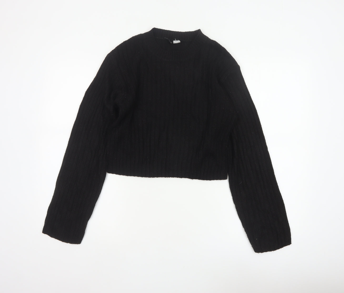 H&M Divided Women’s Black XS Ribbed Knit Cropped Pullover Jumper