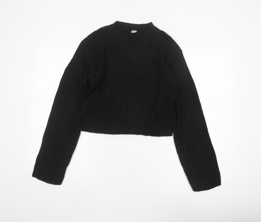 H&M Divided Women’s Black XS Ribbed Knit Cropped Pullover Jumper