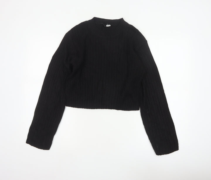 H&M Divided Women’s Black XS Ribbed Knit Cropped Pullover Jumper