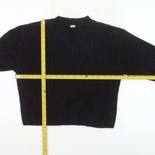H&M Divided Women’s Black XS Ribbed Knit Cropped Pullover Jumper