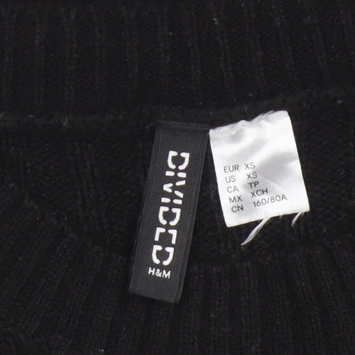 H&M Divided Women’s Black XS Ribbed Knit Cropped Pullover Jumper