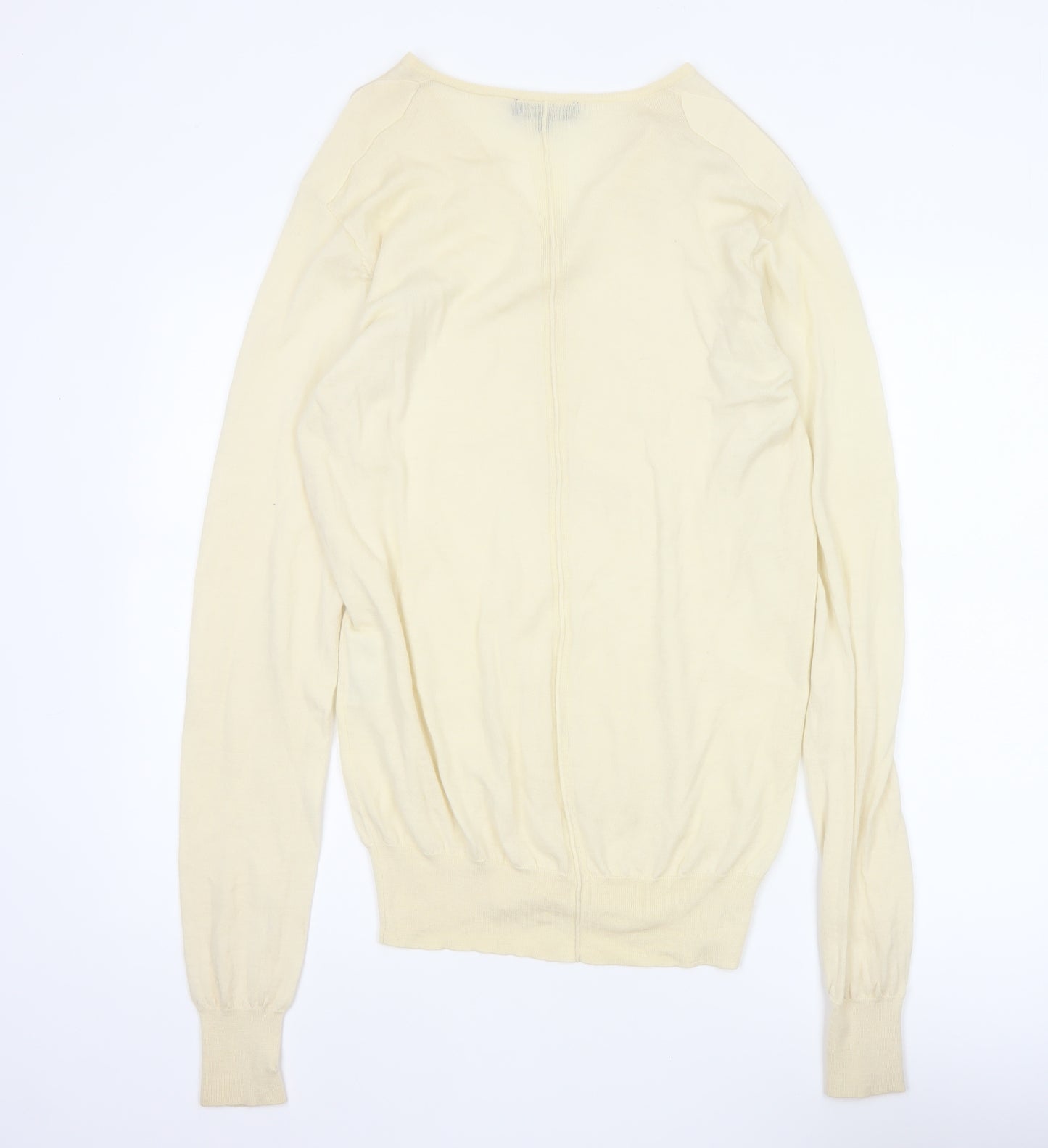 AllSaints Men’s Ivory XL Merino Wool V-Neck Pullover Jumper Logo