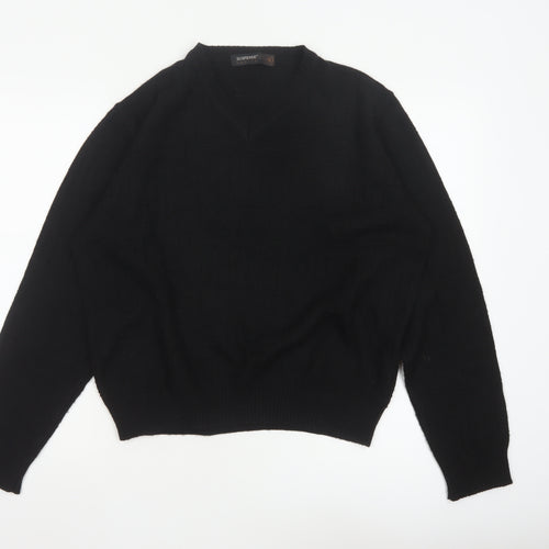 Suspense Men’s Black S V-Neck Wool Acrylic Geometric Knit Jumper