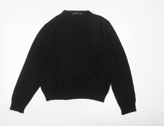 Suspense Men’s Black S V-Neck Wool Acrylic Geometric Knit Jumper