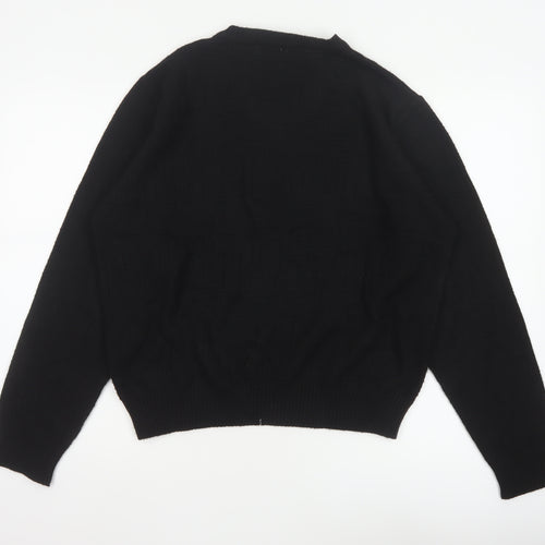 Suspense Men’s Black S V-Neck Wool Acrylic Geometric Knit Jumper