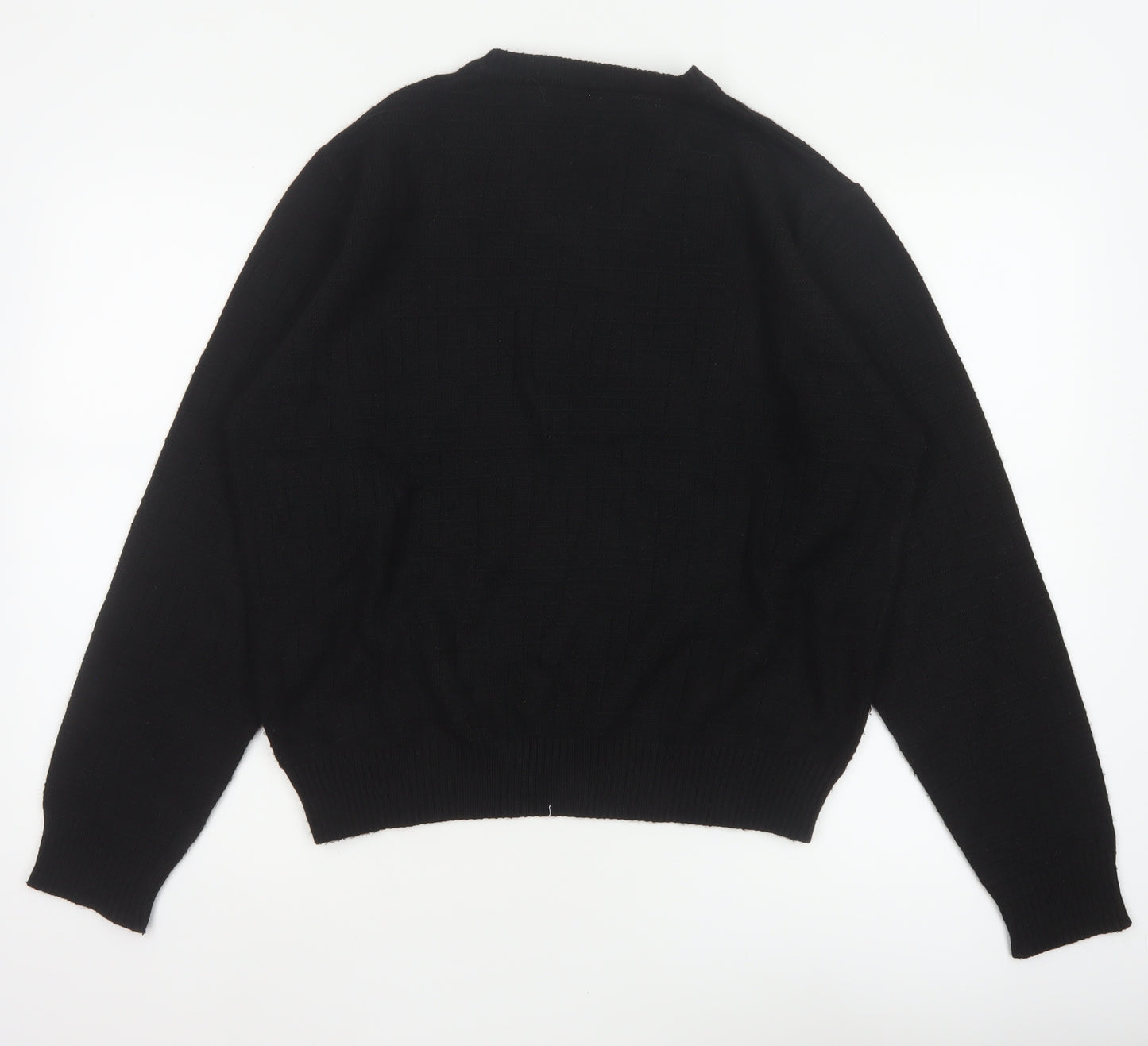 Suspense Men’s Black S V-Neck Wool Acrylic Geometric Knit Jumper