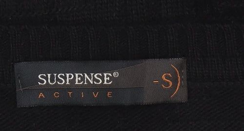 Suspense Men’s Black S V-Neck Wool Acrylic Geometric Knit Jumper