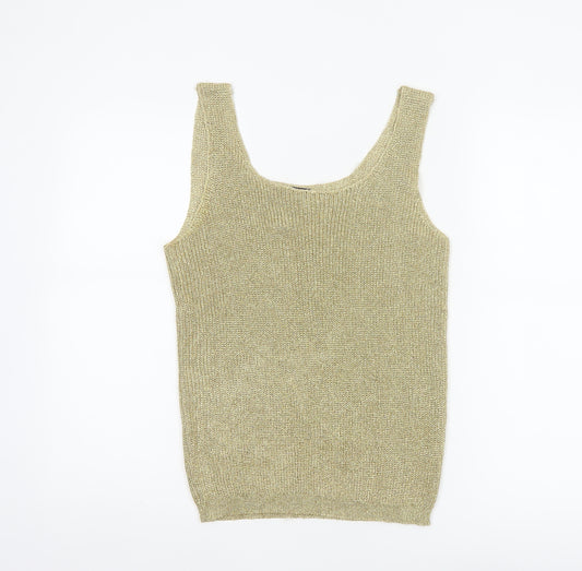 Suzelle Women Gold Knit Camisole Tank Top Size M Scoop Neck