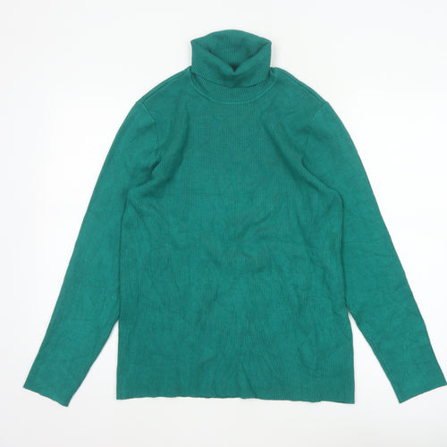 Coldwater Creek Women’s Green UK 14 Ribbed Roll Neck Pullover Jumper