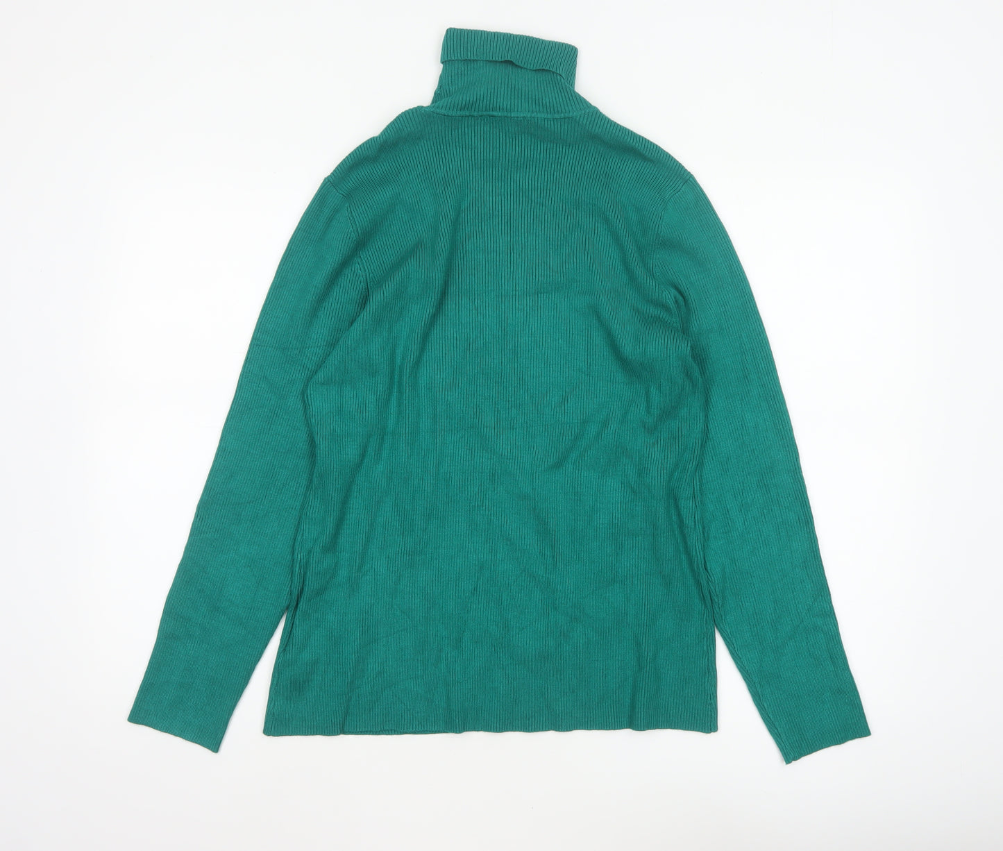 Coldwater Creek Women’s Green UK 14 Ribbed Roll Neck Pullover Jumper