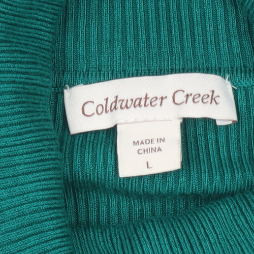 Coldwater Creek Women’s Green UK 14 Ribbed Roll Neck Pullover Jumper