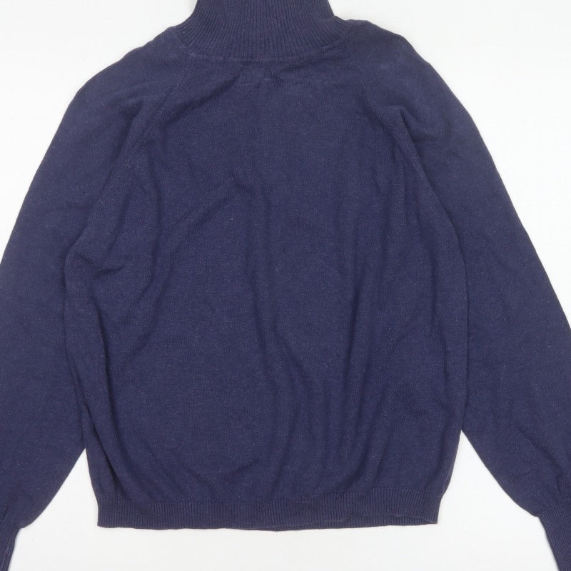 Talbots Women’s Blue Roll Neck Raglan Knit Jumper UK 16