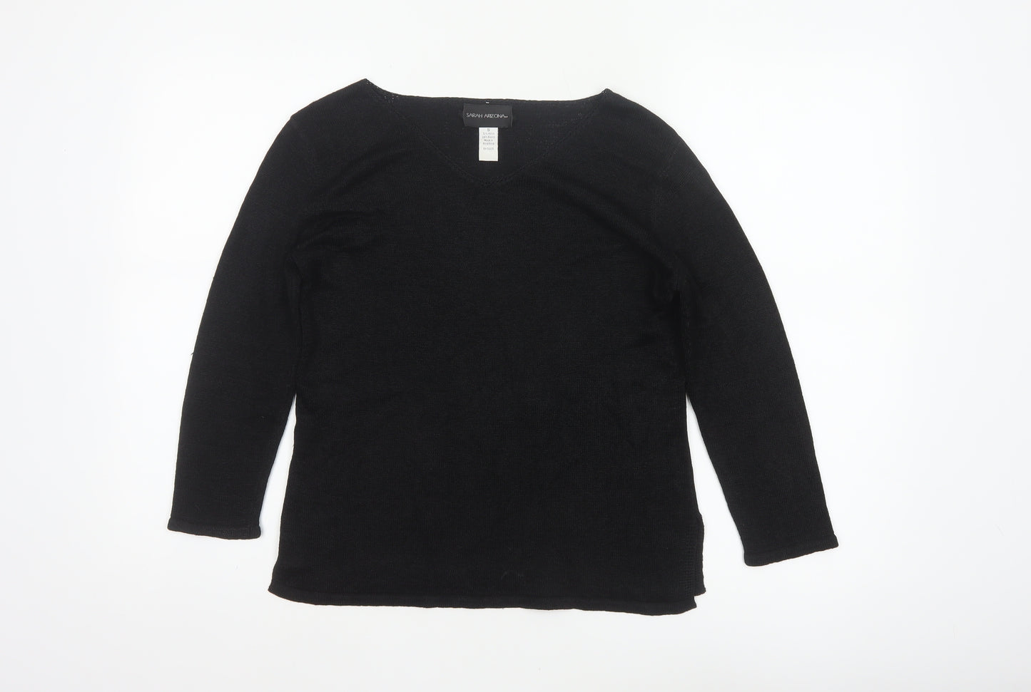Sarah Arizona Women’s Black Size S V-Neck Knit Tunic Jumper Pockets