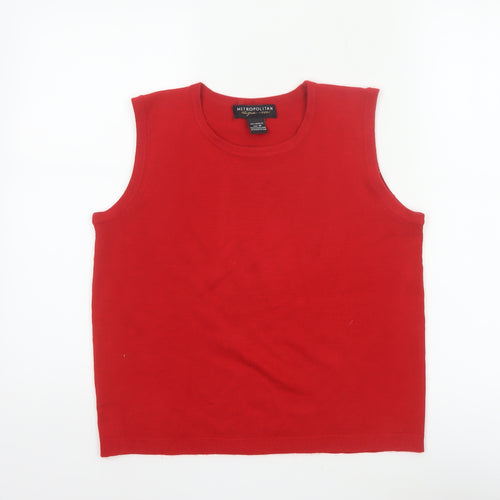 Metropolitan Women Red M Basic Knit Sleeveless Tank Top