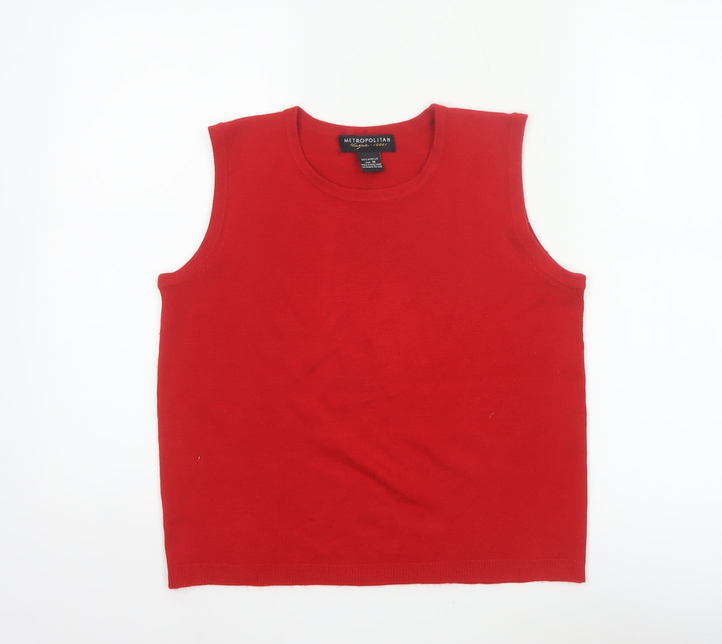 Metropolitan Women Red M Basic Knit Sleeveless Tank Top