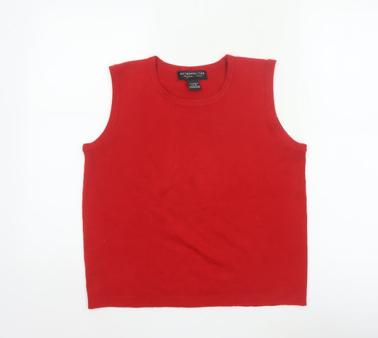 Metropolitan Women Red M Basic Knit Sleeveless Tank Top