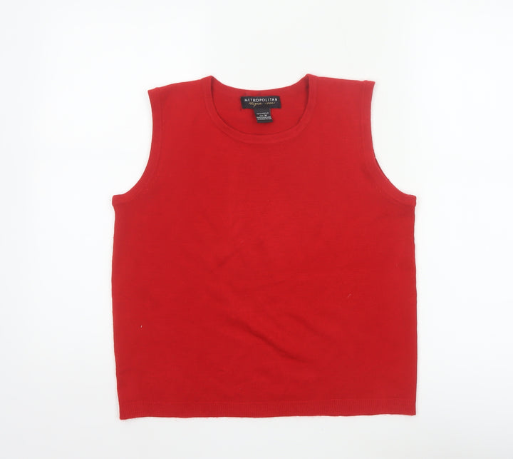 Metropolitan Women Red M Basic Knit Sleeveless Tank Top