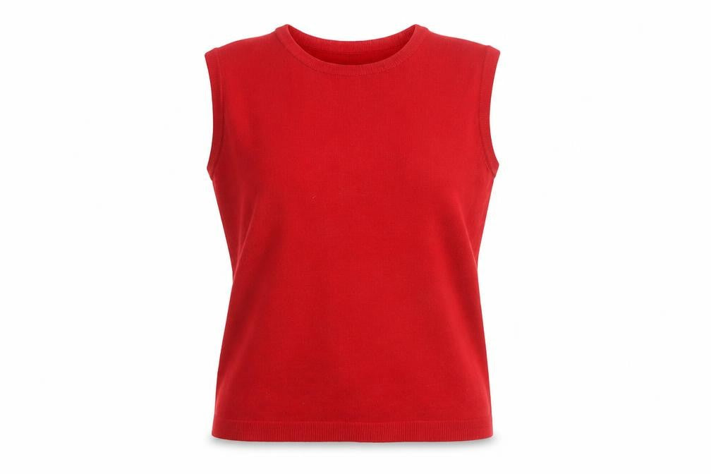Front view of Metropolitan Women Red M Basic Knit Sleeveless Tank Top