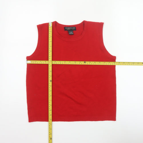 Metropolitan Women Red M Basic Knit Sleeveless Tank Top