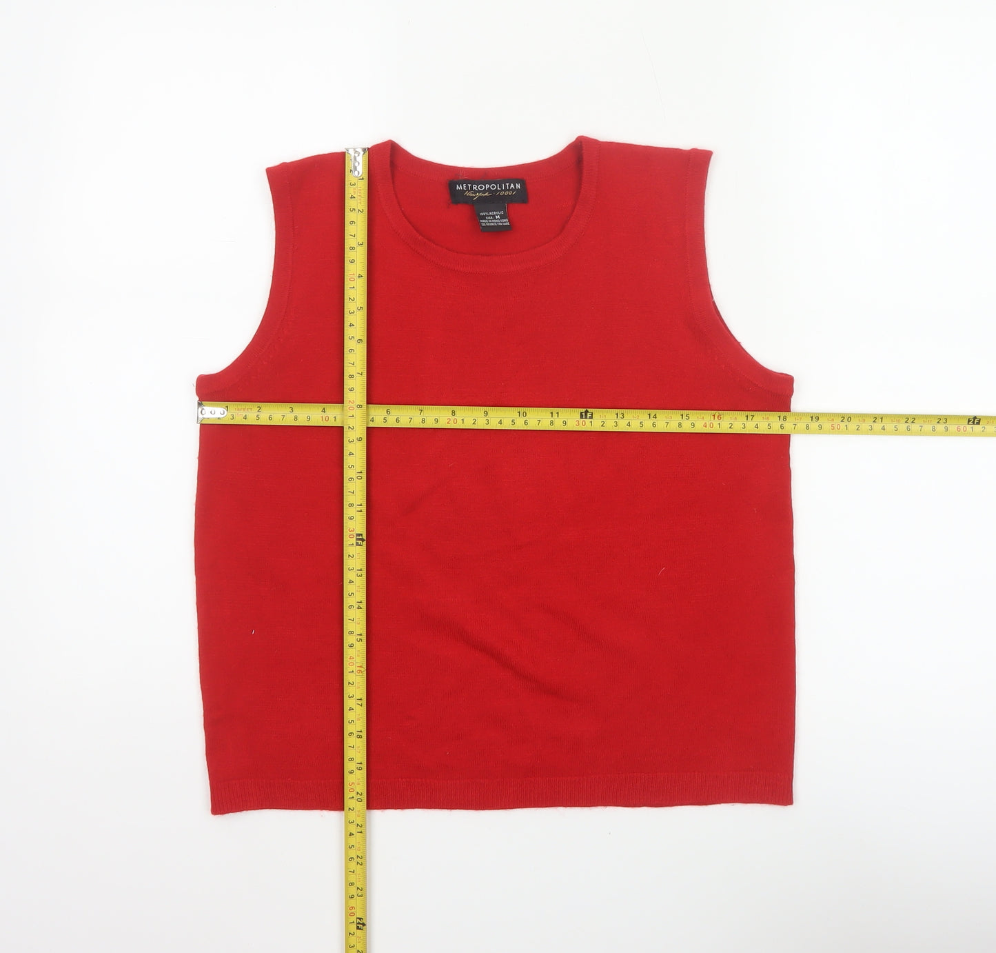 Metropolitan Women Red M Basic Knit Sleeveless Tank Top