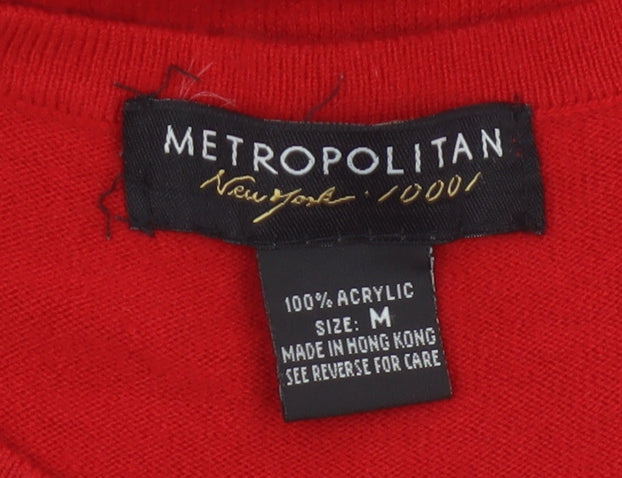 Metropolitan Women Red M Basic Knit Sleeveless Tank Top