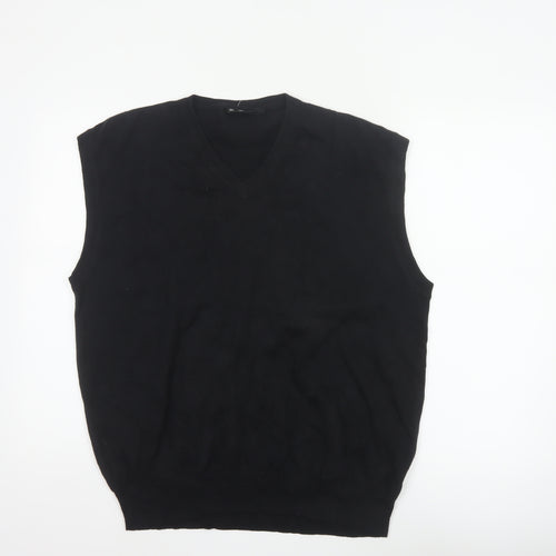 Mel Richman Men’s Black L Cotton V-Neck Knit Jumper Vest