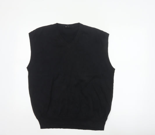 Mel Richman Men’s Black L Cotton V-Neck Knit Jumper Vest